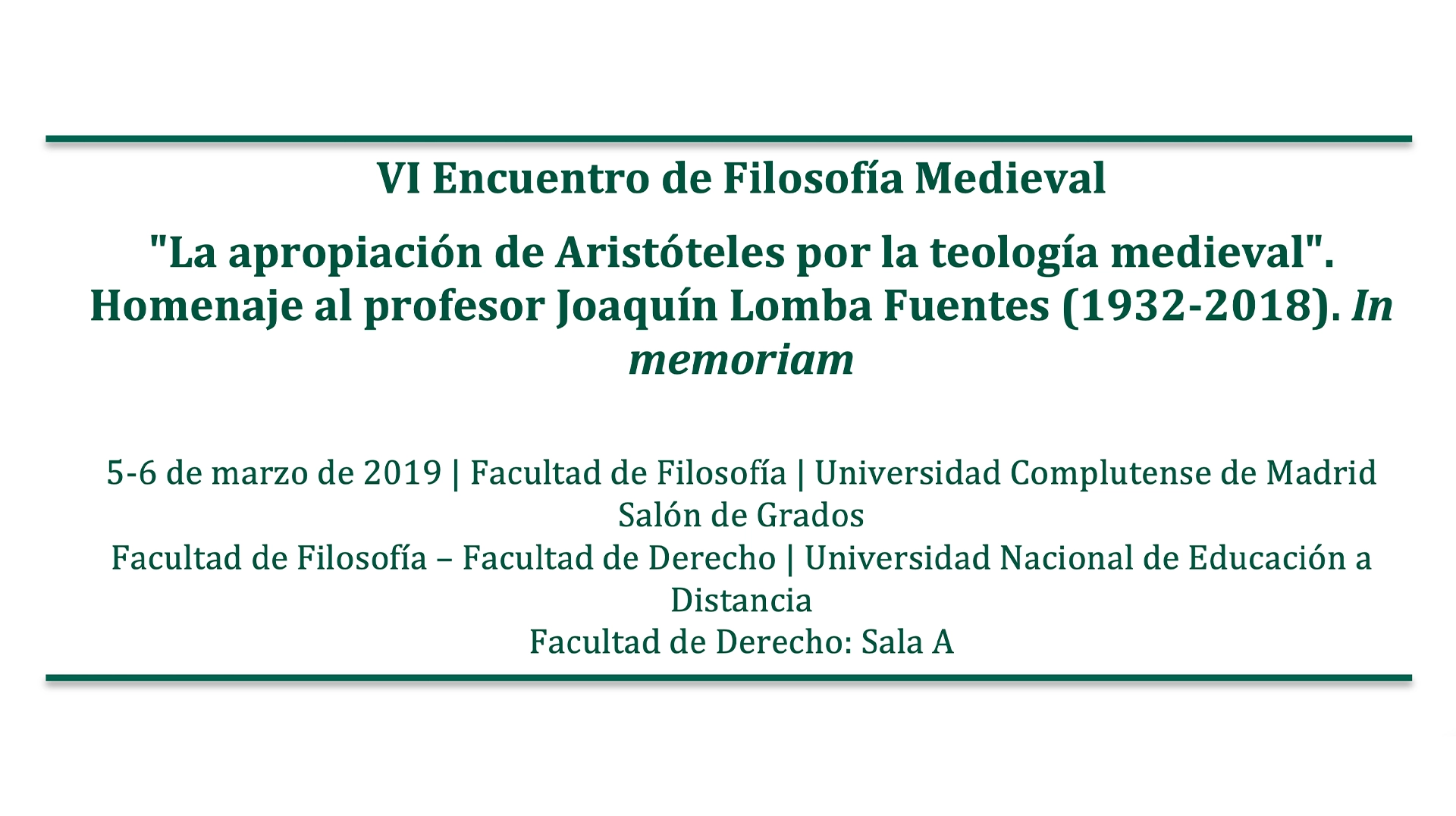 VI encuentro de filosofia medieval